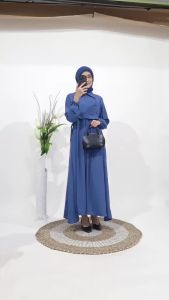 Baju Gamis Wanita Muslim Terbaru Antheya Dress Layer Kancing