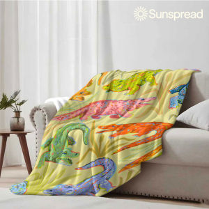 Beast Kingdom | Colorful Crocodile Print Soft Warm Flannel Blanket Lightweight Cozy Christmas Halloween Home Decor Room