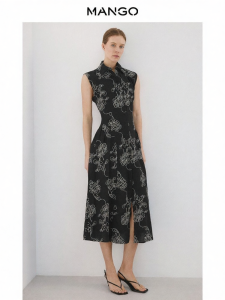 Mango | New Summer Chinese Style Embroidered Waist-cinching Dress