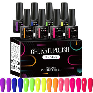 8Pcs/Set Pink Red Purple Gel Nail Polish Set Glitter 7ml Semi Permanent Soak Off UV LED Gel Varnishes Nail Art Manicure Kit
