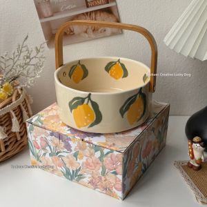 Retro Ceramic Fruit Basket Storage Bowl Aesthetic Gift