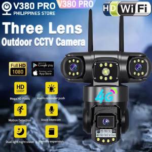V380 PRO CCTV Camera HD 3 Lens 3 Screens Wireless WiFi camera Outdoor IP66 Waterproof Surveillance 360 Home IP Security Cameras Night Vision With Alarm Sensor Smart Camera CCTV With Voice