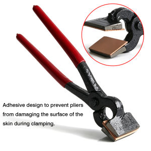 Anti-Scratch Leather Working Clamping Pliers with Copper Protective Pad Red Insulated Handle DIY Leather Craft Hand Clamp Tool
