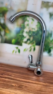 Kran Air Sink Alfiro 004 CH – Kran Dapur Kuningan Chrome Anti Bocor & Tahan Lama