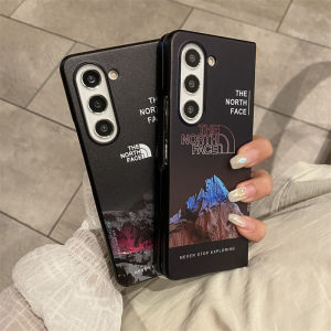 Cute black Hard Phone Case For Samsung Galaxy Z Fold 3 4 5 Protect Phone Cover THE NORTH FACE design