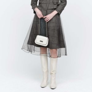 S·DEER | Vintage High-waist Check Plaid Wool A-Line Skirt