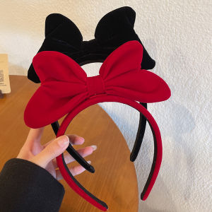 Zy Fashion Big Bow Velvet Red Headband For Women Korean Style Fashion Girls High Cranial Hair Band