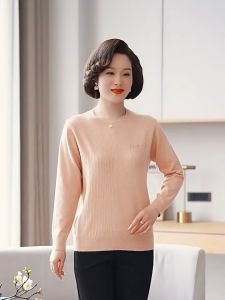 Baju Atasan Rajut Leher Bulat Lengan Panjang