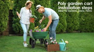 400KG Garden Cart Poly Pull Dump Hand Trailer Wagon Lawn Wheelbarrow Yard Farm with Steel Frame 600 Pound Capacity Dump Wagon and 10 Inch Tires for Lawn Gardening