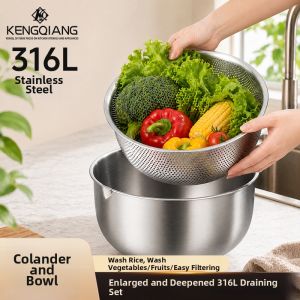 Drainage Rice Washing Vegetable Stainless Steel Set