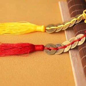 Dây xâu 5 đồng tiền xu Ngũ Đế phong thủy chiêu tài rước lộc may mắn dùng trang trí nhà cửa treo xe ô tô