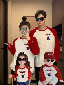 Fashionable Fleece Lined Long Sleeve Parent-Child Outfits Autumn Collection for Three Generations Baby Girls Boys And Parents