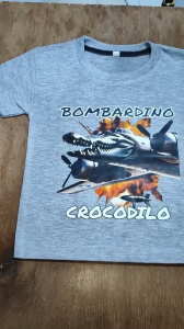 Baju Kaos Atasan Anomali Tung Sahur Anak Laki Laki Motif Bombardiero Crocodilo 1 - 10 Tahun - DTF