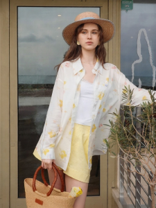 INMAN | Linen Blend Embroidered Loose Long Sleeve Blouse