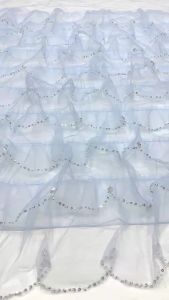 OLEVO | OLEVO Fashion 3D Tulle Beaded Sequins Lace Fabric 5 Yards African Lace Fabric Nigerian Tulle Mesh Lace Bridal Wedding Fabric