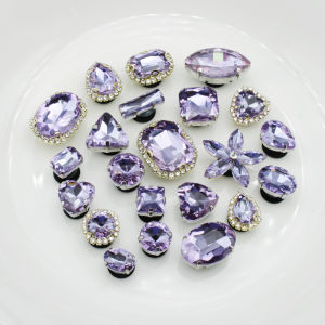 อุปกรณ์เสริมหัวเข็มขัดรองเท้า Rhinestone แก้วแบบถอดได้สําหรับรองเท้าอุดตัน สีม่วง Series ตกแต่ง สดุดตา แพรวพราว Bling ตะขอเกี่ยว