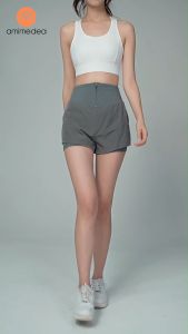 Quần Short Thể Thao Nữ Tập Gym Yoga Có Quần Bảo Hộ Bên Trong Lưng Cao Chính Hãng AMI MEDEA 8822