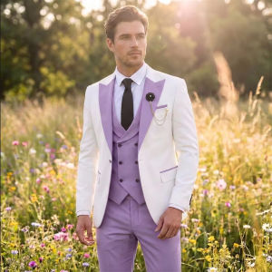 Elegant Groom Wedding Tuxedo 3-piece Set Suit Mens Black Suit Formal Peak Lapel Blazer Slim Fit Outfit Jacket+Vest+Pants