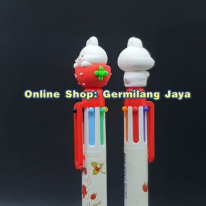 SPARROW Pen 6 warna / 6 Color Pen / Pen Karakter Lucu Cantik RABBIT STRAWBERRY (7044)