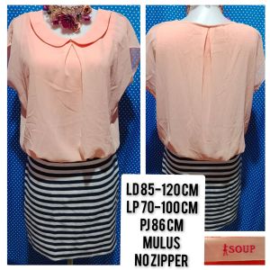 DRESS LENGAN PENDEK PINK PEACH(SOUP) 227