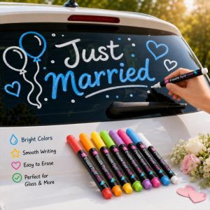 24Pcs Erasable Neon Color Liquid Chalk Pen Set Dust Free Highlighters for Blackboard Whiteboard LED Board Writing Art Marker