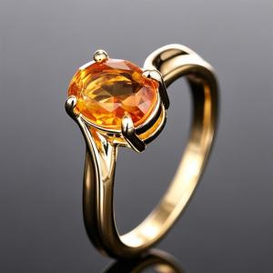Huitan Solitaire Noble Women Ring Gold Color Inlaid Shiny Yellow Oval CZ Promise Wedding Jewelry Trendy Engagement Accessories