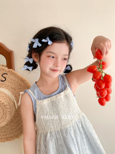 Sweet Cute Blue Plaid Butterfly Knot Hair Clips Childrens Hair Accessories Baby Girl Hairpins Set of 5 Baby Headwear