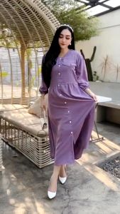 Daster Panjang Nikita Dress Kancing Depan Busui Bumil Polos Viral Kekinian