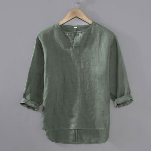 Classy Pure Linen 7-Quarter Half-Sleeve T-shirt Mens Linen Mens Clothing 100% Full Linen Fabric Half Sleeve Shirt Shirt T-shirt