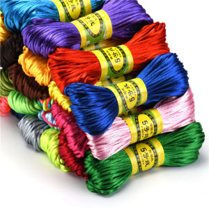 20m 2.5mm Mix Color Nylon Black Rattail Satin Chinese Knotting Silk Macrame Cord Beading Braided Shamballa String Thread HK198