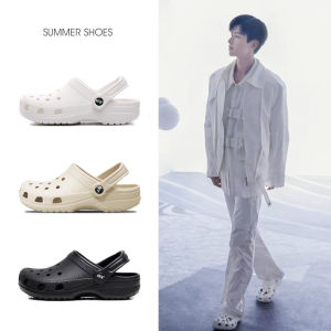 Bai Jingting Celebrity Mens Outdoor Slip-On Anti-Slip Soft Bottom Large Size Covered Toe Sandals Summer Casual Hollow out Slippers