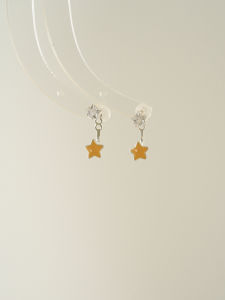 Adorable Yellow Oil Drop Star Earrings Double Wear Precise Detailing Sweet Style Alloy Material for Women Fashion Jewelry