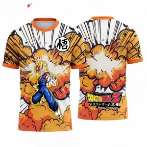 Bandai | 2026 Summer Dragon Ball Beegit "Super Saiyan" Rage Wind 3D Printed Breathable T-Shirt for Adults and Childrens Family Clothing