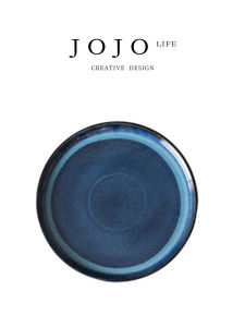 Nordic Style Blue Glaze Ceramic Plate JOJOS L. PD Xizhou Dining Utensils Handmade Vintage round Shape Adult Size 12 Inches