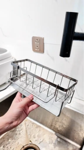 Kệ đựng đồ rửa chén bát VERIGOO chất liệu inox 304 bền bỉ thiết kế khay thoát nước giữ bề mặt khô ráo để trong nhà bếp