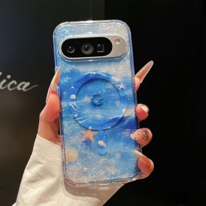 Ốp Điện Thoại Từ Tính Magsafe Họa Tiết Vỏ Sò Đại Dương Cho Google Pixel 11/10/9 Pro XL 10A Pixel 11Pro Vỏ Cứng Trong Suốt Chống Sốc Bling