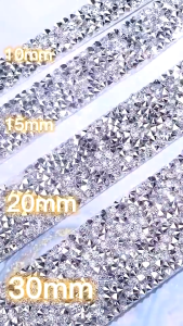 10mm QIAO Self-adhesive Rhinestones Trim Glitter Crystal Tape Strass Ribbon Chain Rhinestones Trim for DIY Crafts Decorations