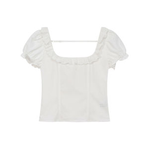 Flared Sleeve Square Collar Blouse Shirt Women Summer New Slimming
