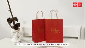 100 TÚI KRAFT ĐỎ ĐẬM 16X23X7.5CM