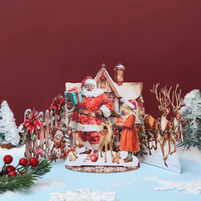3D Pop-Up Card for Vintage Christmas