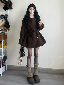 Homecore | Beautiful Unique Winter Korean Style Brown Short Cape Coat
