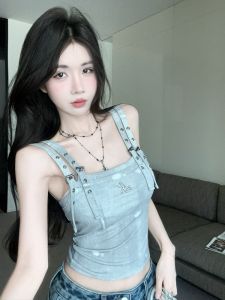 GUZILIAN | Áo hai mảnh giả thắt lưng xòe cạp thấp phong cách Hàn Quốc mùa hè 2025 dành cho nữ