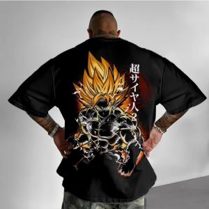 Dragon Ball Joint Mens T-shirt 2025 Summer New Animation Printing Loose Casual Japanese Harajuku Childrens Parent-child Top