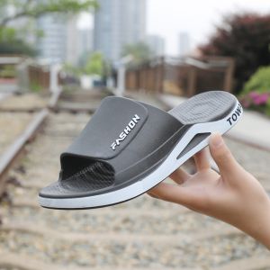 Anti-Slip Home Wearable One-Strap Slippers Mens Slip-On Sandals Soft Bottom New Casual Beach Shoes Comfortable Plastic Upgraded Summer Slippers
