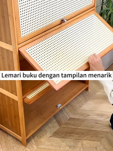 Rak Buku Rotan/Lemari Bambu/Lemari penyimpanan multifungsi/Lemari penyimpanan praktis