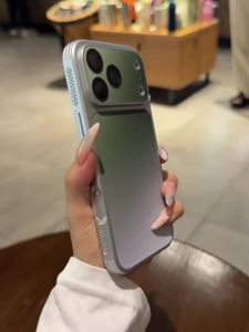 AO.HU | Ốp Lưng Đôi iPhone Chất Liệu Da PU Mới Màu Xanh Degrade Phủ Kính Cửa Sổ Toàn Diện