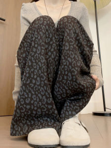 Lanmengya High Waist Wide Leg Pants Womens Casual Leopard Print Straight Cut Loose Fit Sporty Trousers Comfortable Soft Fabric