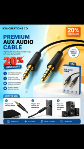 Premium Gold-Plated 3.5mm AUX Audio Cable 1.5M | Stereo Male-to-Male Jack for Car Stereo Headphones Smartphones Tablets Laptops PCs & Speakers | Hi-Fi Clear Sound