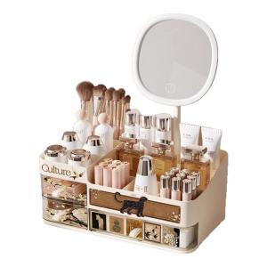 Meisda Cosmetic Storage Box Desktop Organizer Drawer Style Lipstick Skincare Product Rack Vintage Aesthetic Three Layered Acrylic