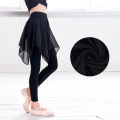 Girls Black Ballet Pants Dance Tights of Skirt Asymmetrical Chiffon Skirts Kids Training Pants Athletic Pants for Dance Daily. 